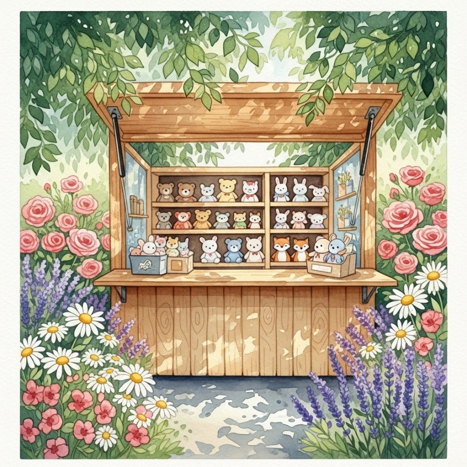 한정판 굿즈가 가득한 아늑한 팝업 스토어 전경