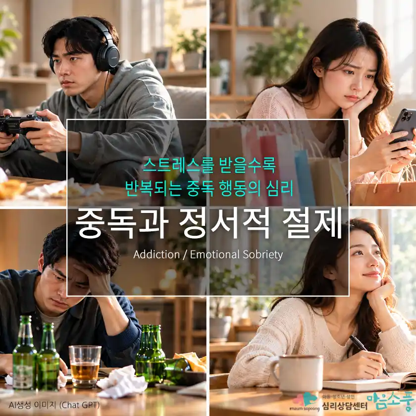 중독과 정서적 절제, 감정을 다스리고 반복되는 중독에서 벗어나는 방법 | 부천심리상담센터 마음소풍 포스트 썸네일