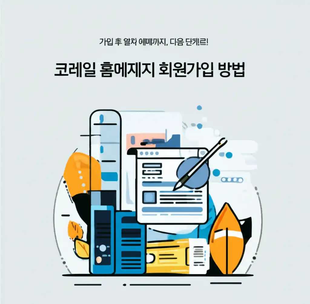 코레일 회원가입 완료 후 열차 예매 및 서비스 이용을 안내하는 이미지: 기차 티켓과 로그인 화면