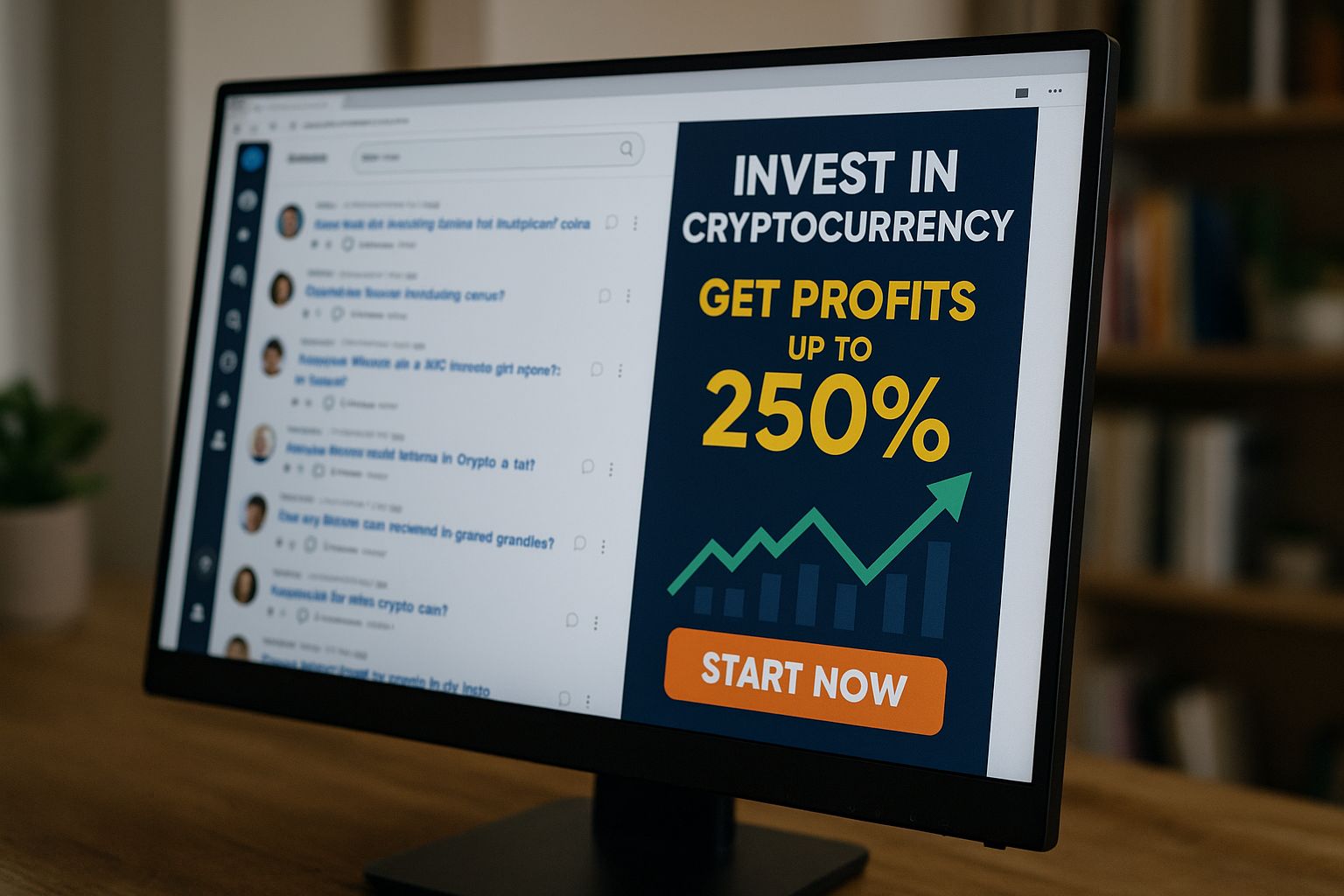 고수익 보장 광고 화면