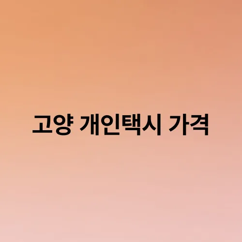 고양 개인택시 가격
