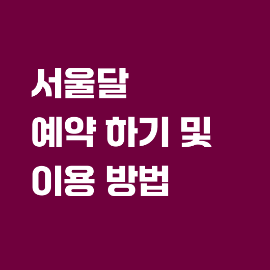 서울달 예약