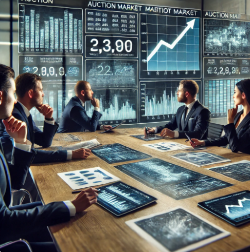 경매시장 집중 분석하는 모습