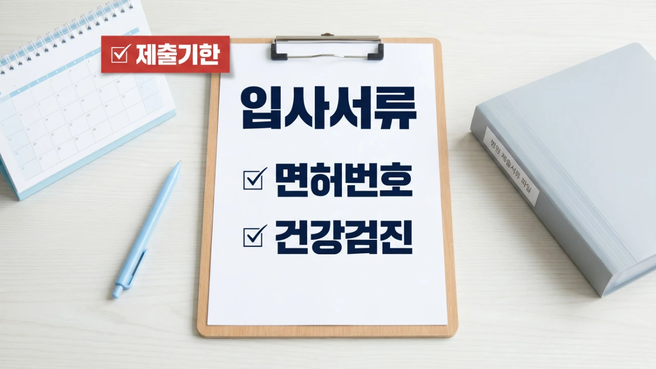 신규간호사 입사서류와 건강검진 준비 항목을 체크하는 보조 이미지