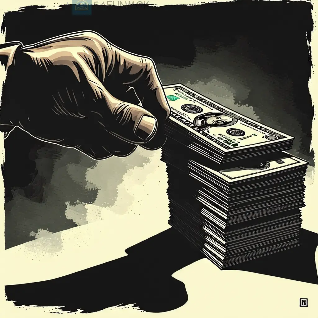 돈다발에서-남자가-돈을-가져가는-모습