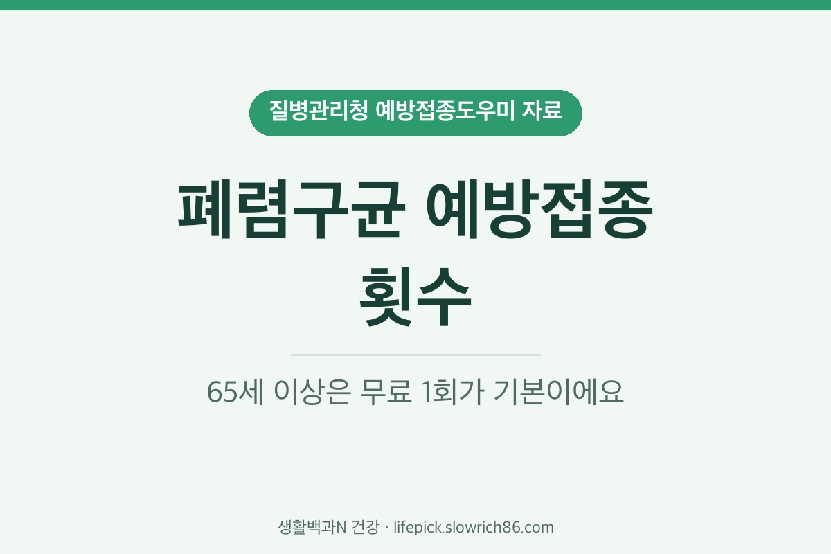 폐렴구균 예방접종 횟수 65세 이상 무료 1회