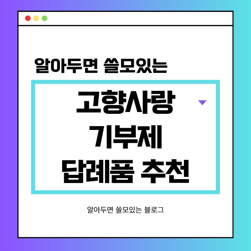 고향사랑기부제 답례품 추천