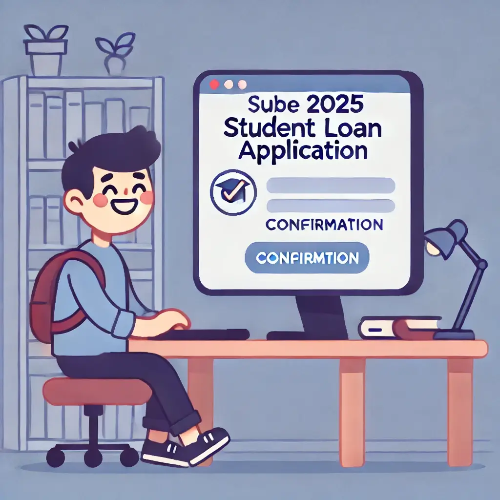 학자금대출 신청을 완료하고 안도하는 학생