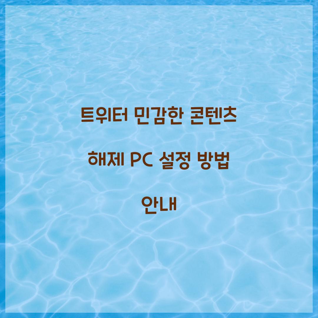 트위터 민감한 콘텐츠 해제 PC