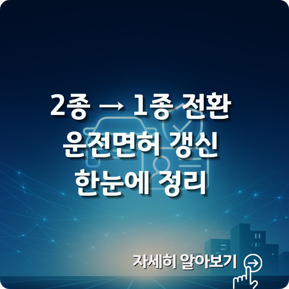 2025 운전면허 2종→1종 전환 및 온라인 갱신 절차, 준비물, 비용 완벽 정리|도로교통공단 면허 갱신 가이드