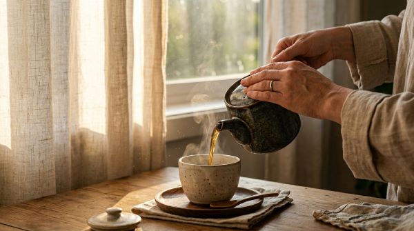 커피를 정성스럽게 따르고 있는 사람