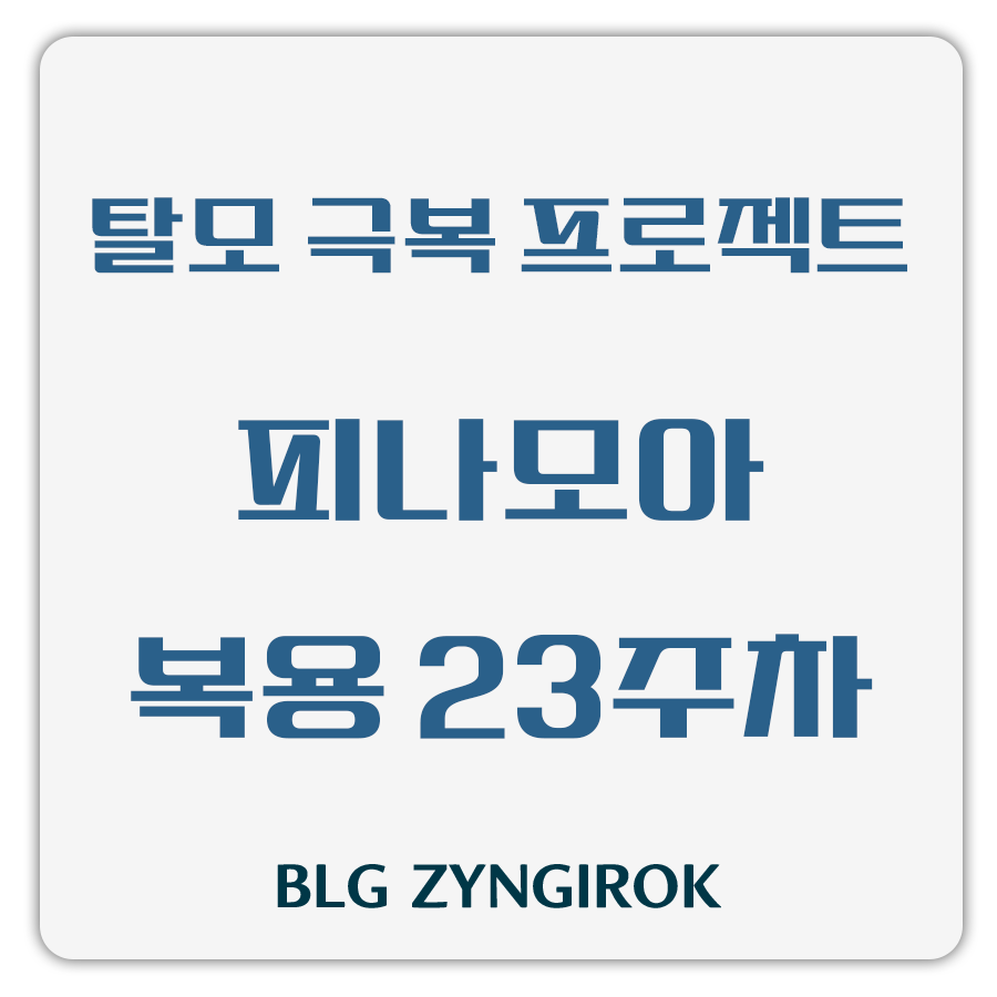 탈모 극복 프로젝트 - 피나모아 복용 23주차 썸네일 이미지이다.