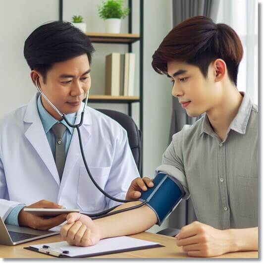 찔레순 효능 심혈관 건강, 혈압 측정하는 남성