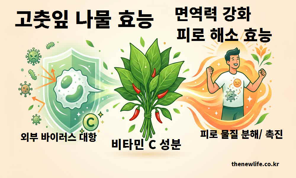 고춧잎 나물 효능 면역력 강화 피로 해소