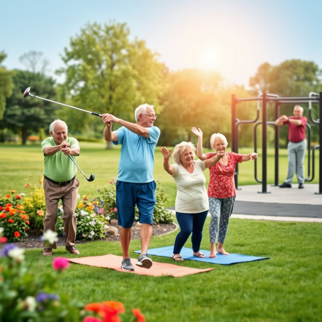 파크골프 즐기는 노인들