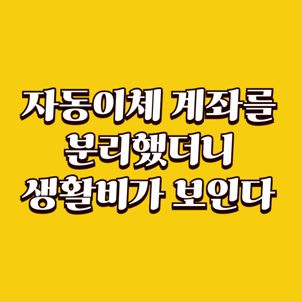 자동이체 계좌를 분리했더니 생활비가 보이기 시작했다