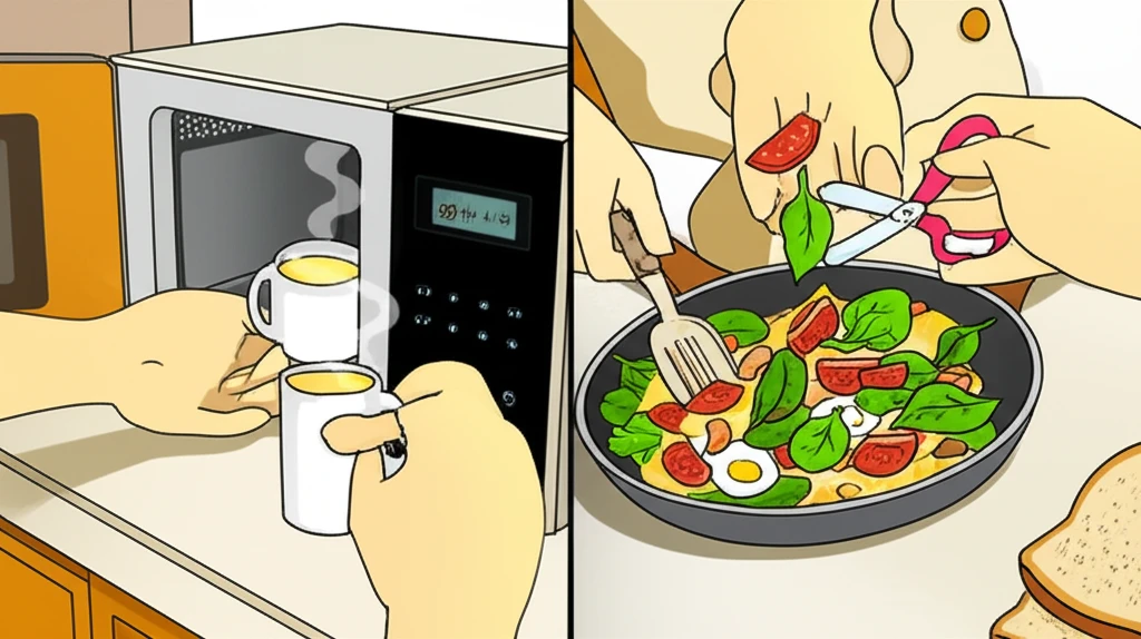 바쁜 아침 5분 달걀 요리 레시피와 ..