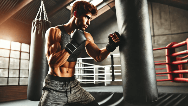 복싱 운동을 하고있는 남성