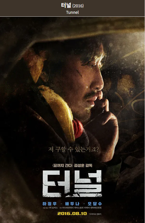 터널(2016) 영화 포스터 사진
