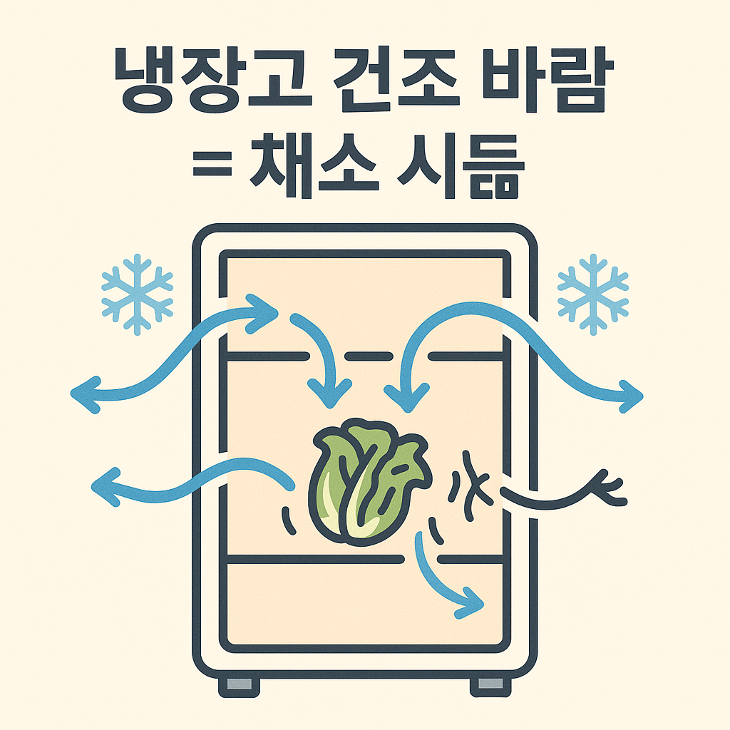 냉장고의 ‘저온 건조 바람’은 채소를 빠르게 시들게 만든다