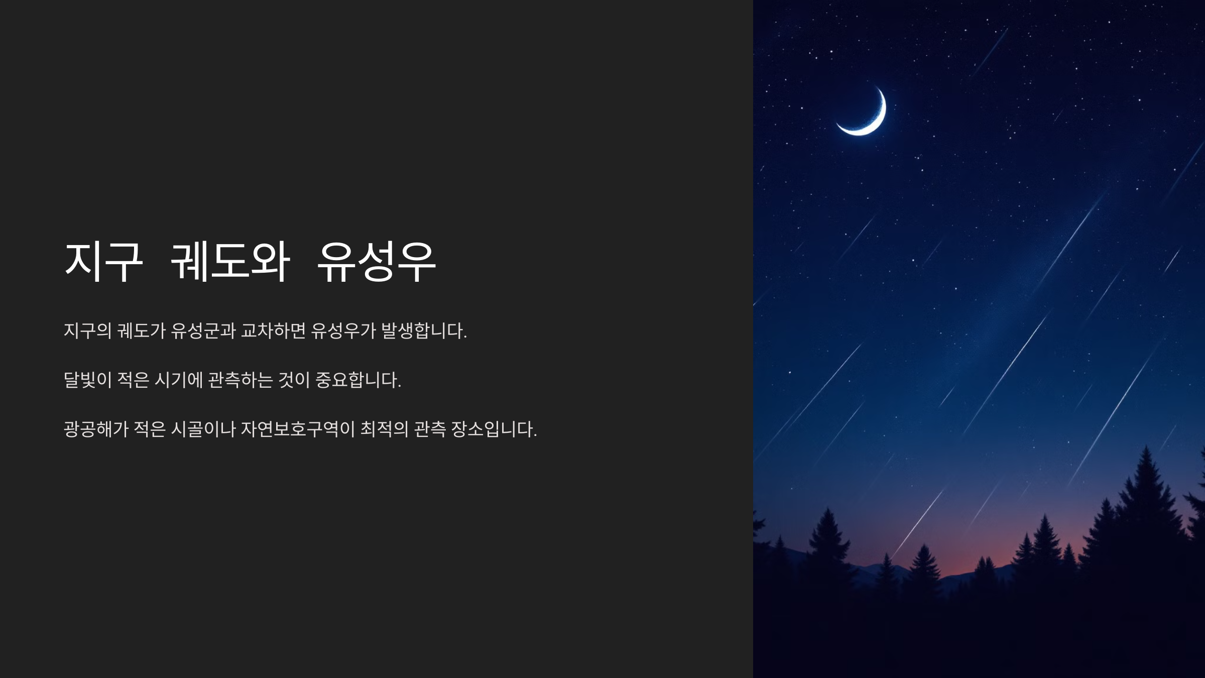 alt=지구 궤도와 유성우