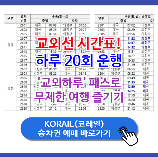 교외선 시간표, 하루 20회 운행 & '교외하루' 패스로 무제한 여행