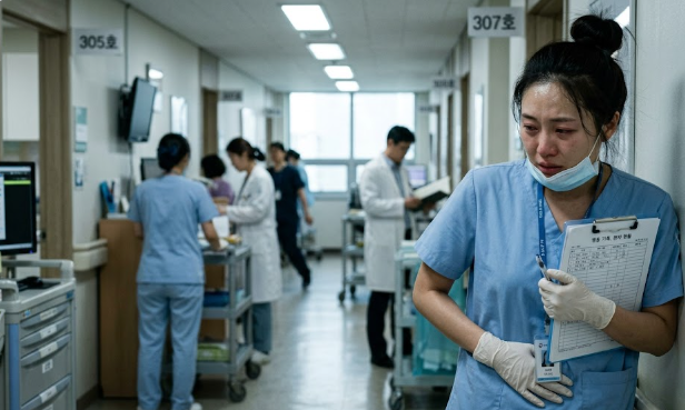 방광염으로 고생하는 간호사의 모습