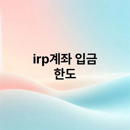 irp계좌 입금 한도