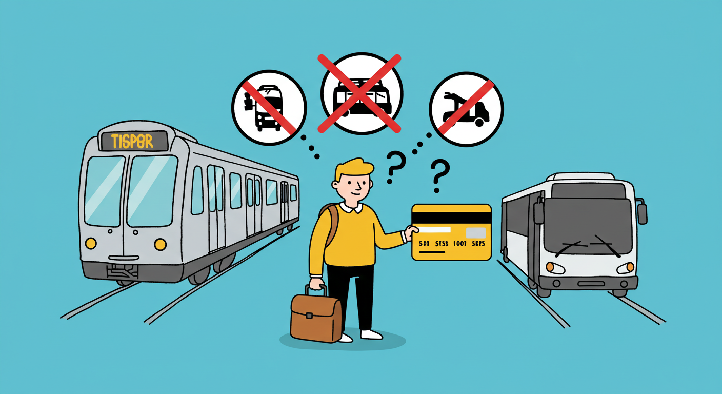 소비쿠폰으로 대중교통 요금이 불가능함을 나타내는 이미지