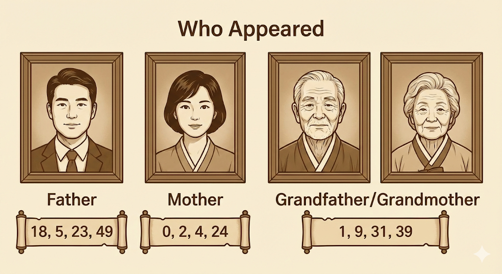 조상 꿈 인물별 숫자 정리