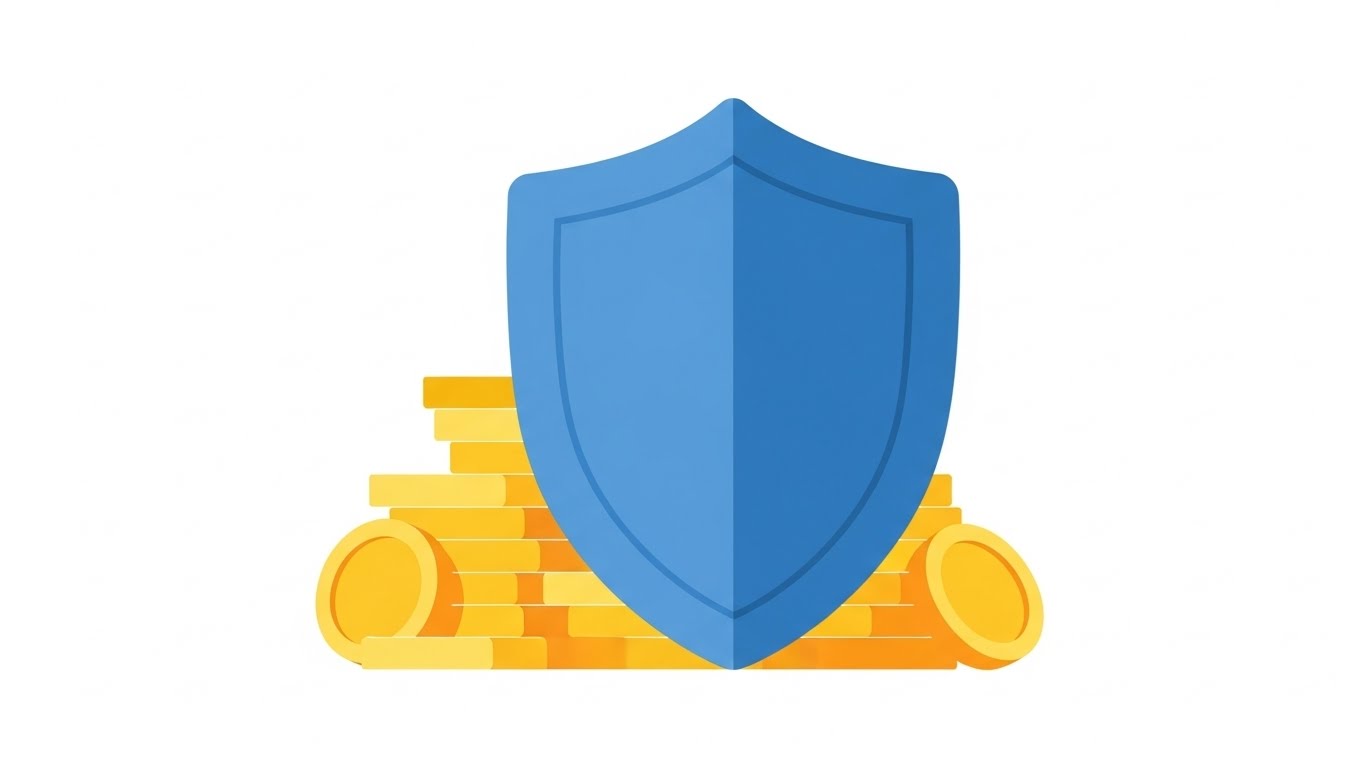 정보를 통해 불필요한 의료비 지출을 막고 내 자산의 성벽을 지키는 상징 그래픽