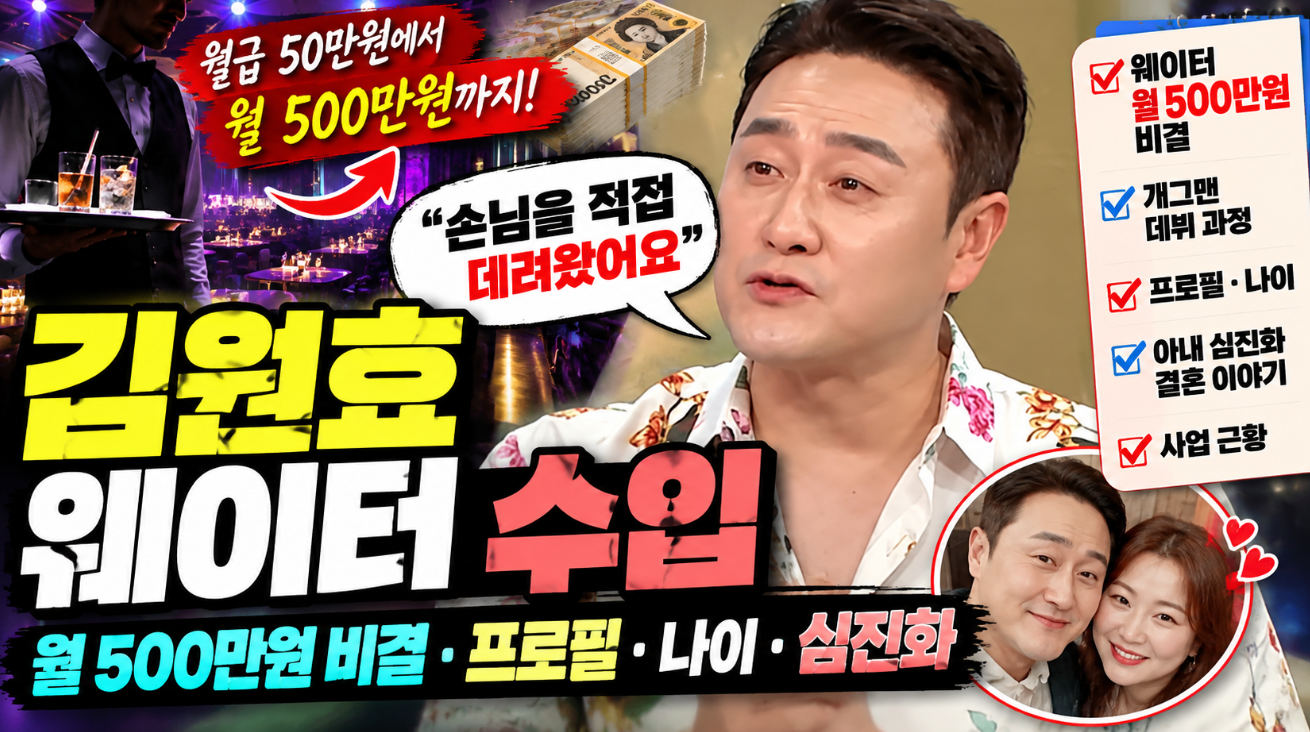 김원효 웨이터 수입|월 500만원 비결·프로필·나이·심진화
