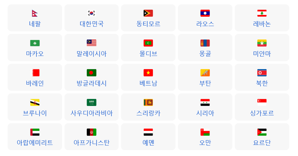 제19회 항저우 아시안게임 참여국가