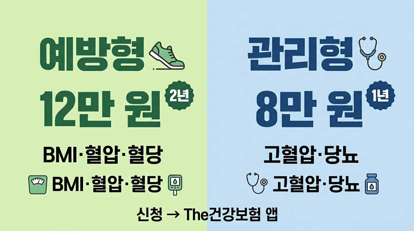 건강생활실천지원금 예방형 관리형 비교 인포그래픽 2026
