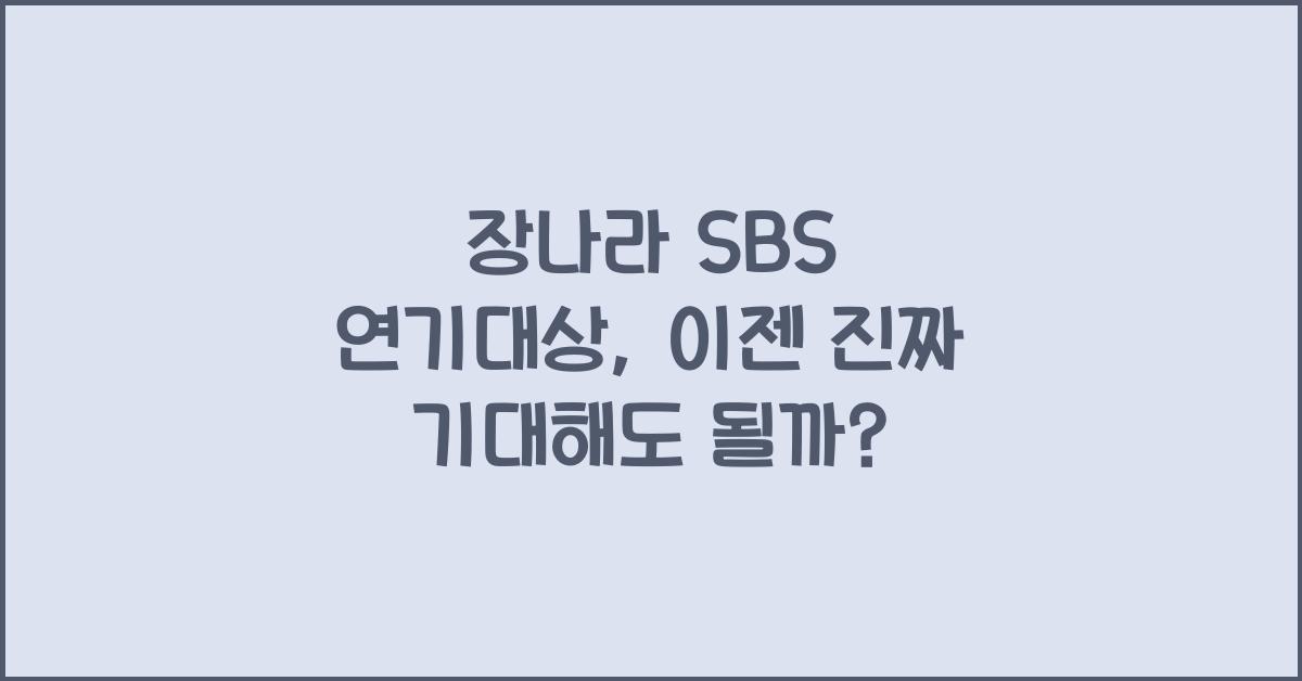 장나라 SBS 연기대상