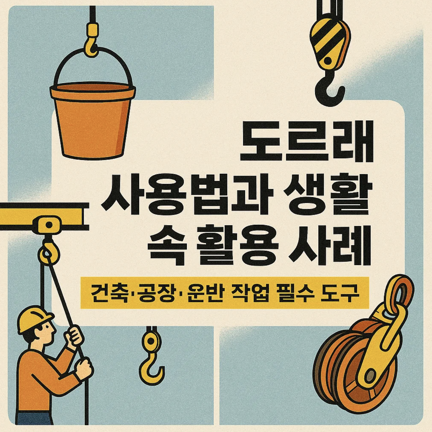 도르래 사용법과 생활 속 활용 사례, 건축&middot;공장&middot;운반 작업 필수 도구