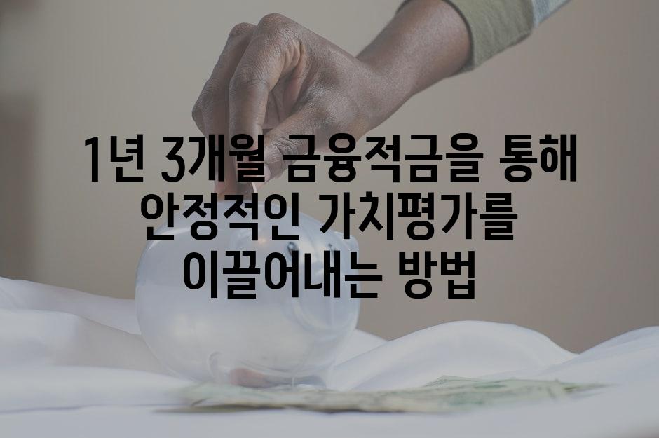 1년 3개월 금융적금을 통해 안정적인 가치평가를 이끌어내는 방법