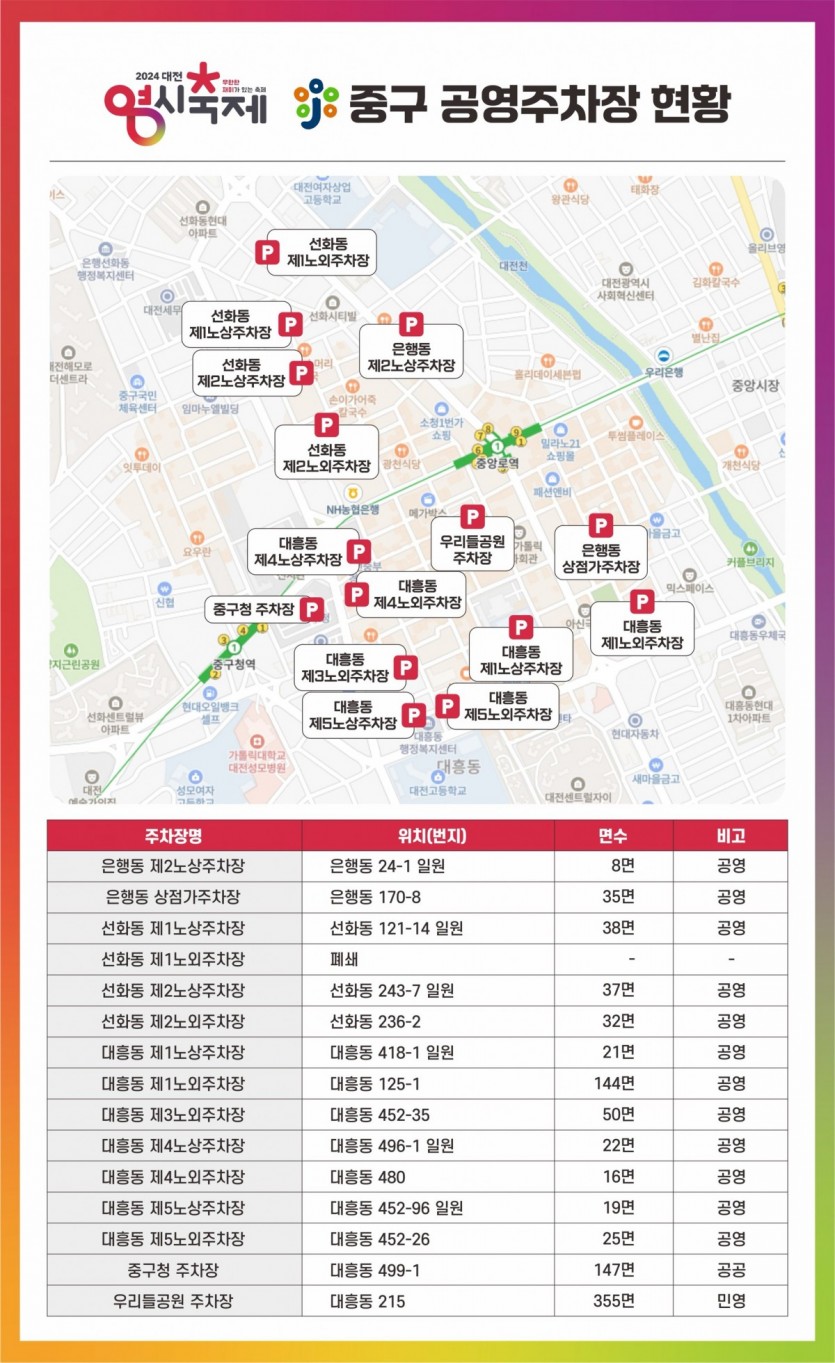 대전 0시 축제 주차장
