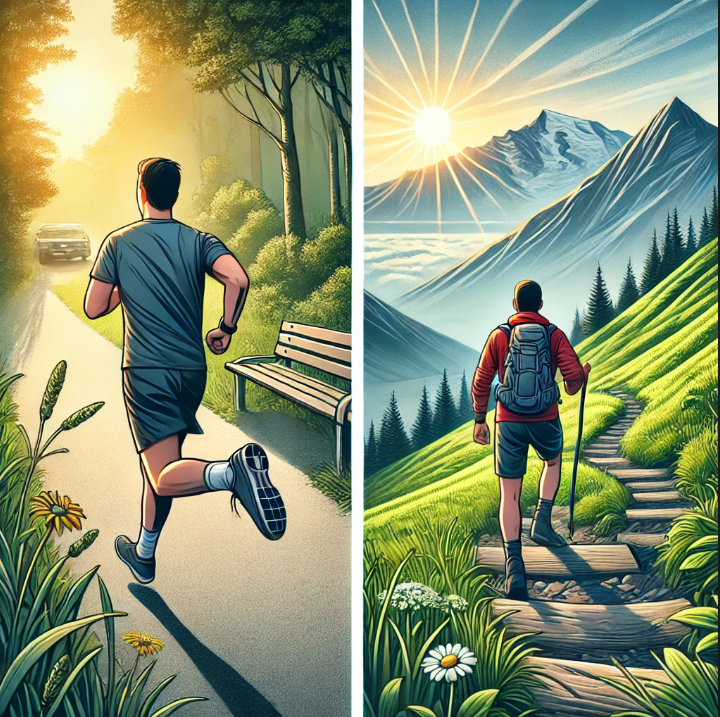 달리기와 등산 비교사진