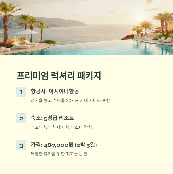 항공편별 주요 특징 및 비교