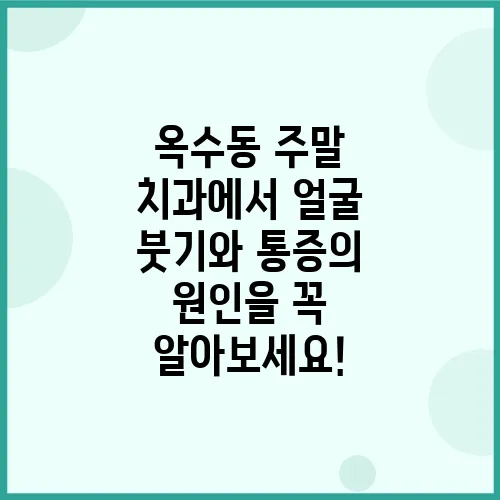 옥수동 주말 치과에서 얼굴 붓기와 통증의 원인을 꼭 알아보세요!