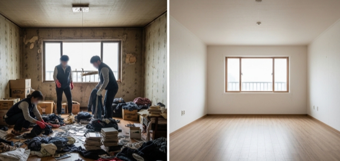 합천 고독사청소 및 도배 마무리