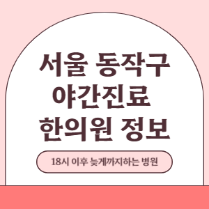 서울 동작구 야간진료 한의원 병원 (18시 이후 늦게까지하는 병원)