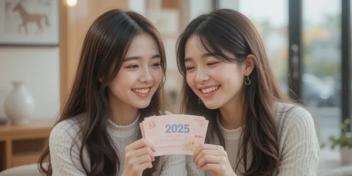 2025 말띠 운세를 친구에게 보여주는 여성