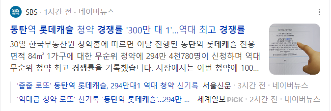 동탄 롯데캐슬 경쟁률