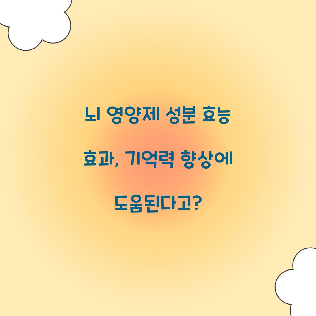 뇌 영양제 성분 효능 효과