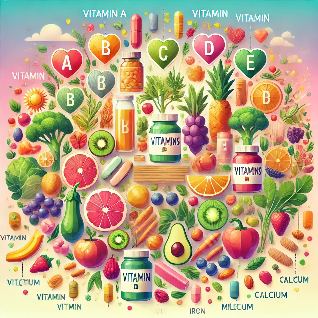 비타민과 영양소의 역할에 대한 이미지