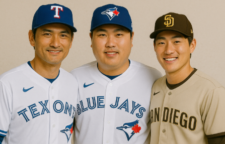 한국인 메이저리거 박찬호, 류현진, 김하성 사진