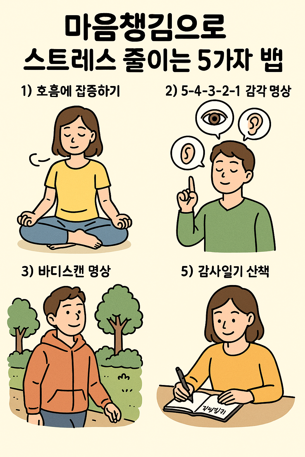 마음챙김으로 스트레스 줄이는 5가지 방법