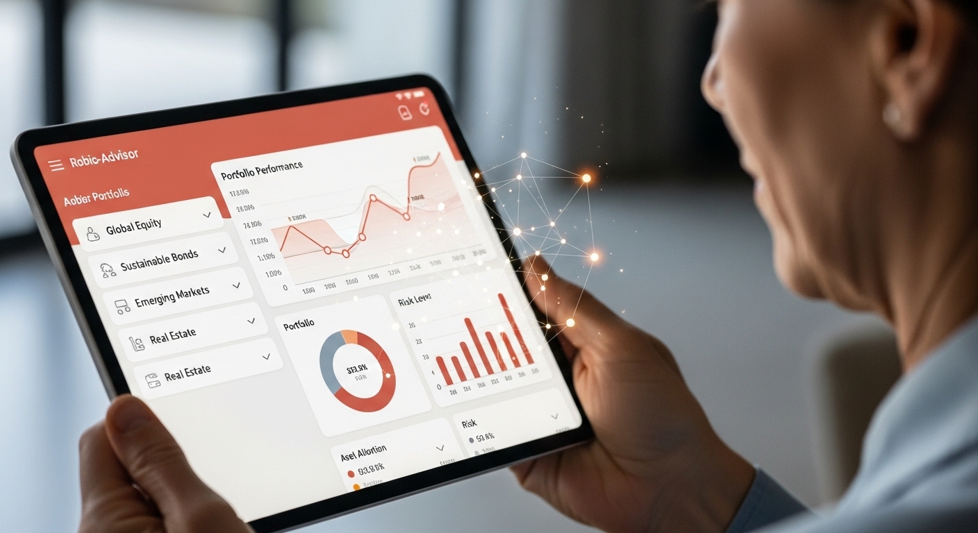 AI 로보 어드바이저가 개인화된 투자 포트폴리오를 제안하는 모습